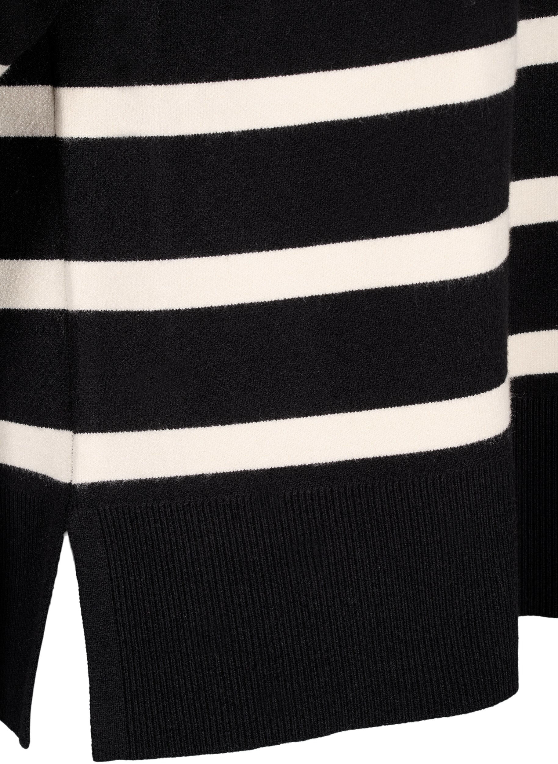 Zizzi 3/4 &aelig;rmet strikbluse med striber, Black Birch Stripes, Packshot image number 3