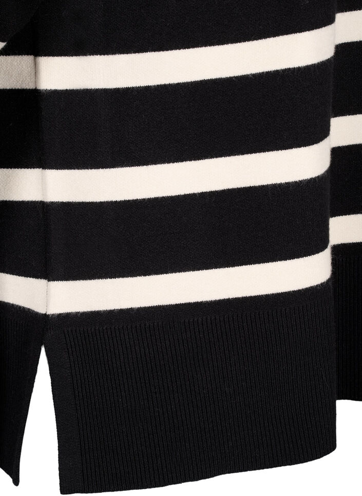 3/4 ærmet strikbluse med striber, Black Birch Stripes, Packshot image number 3