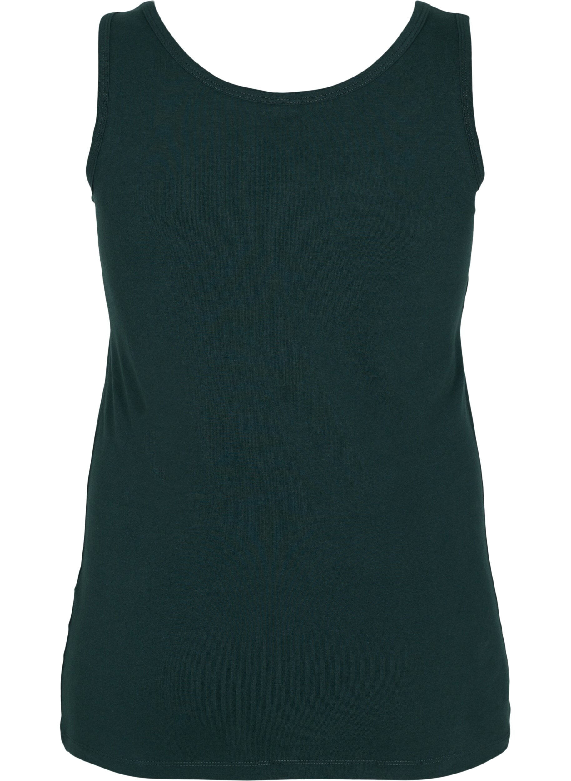ZizziEnsfarvet basis top i bomuld, Gr&oslash;n, Packshot image number 1