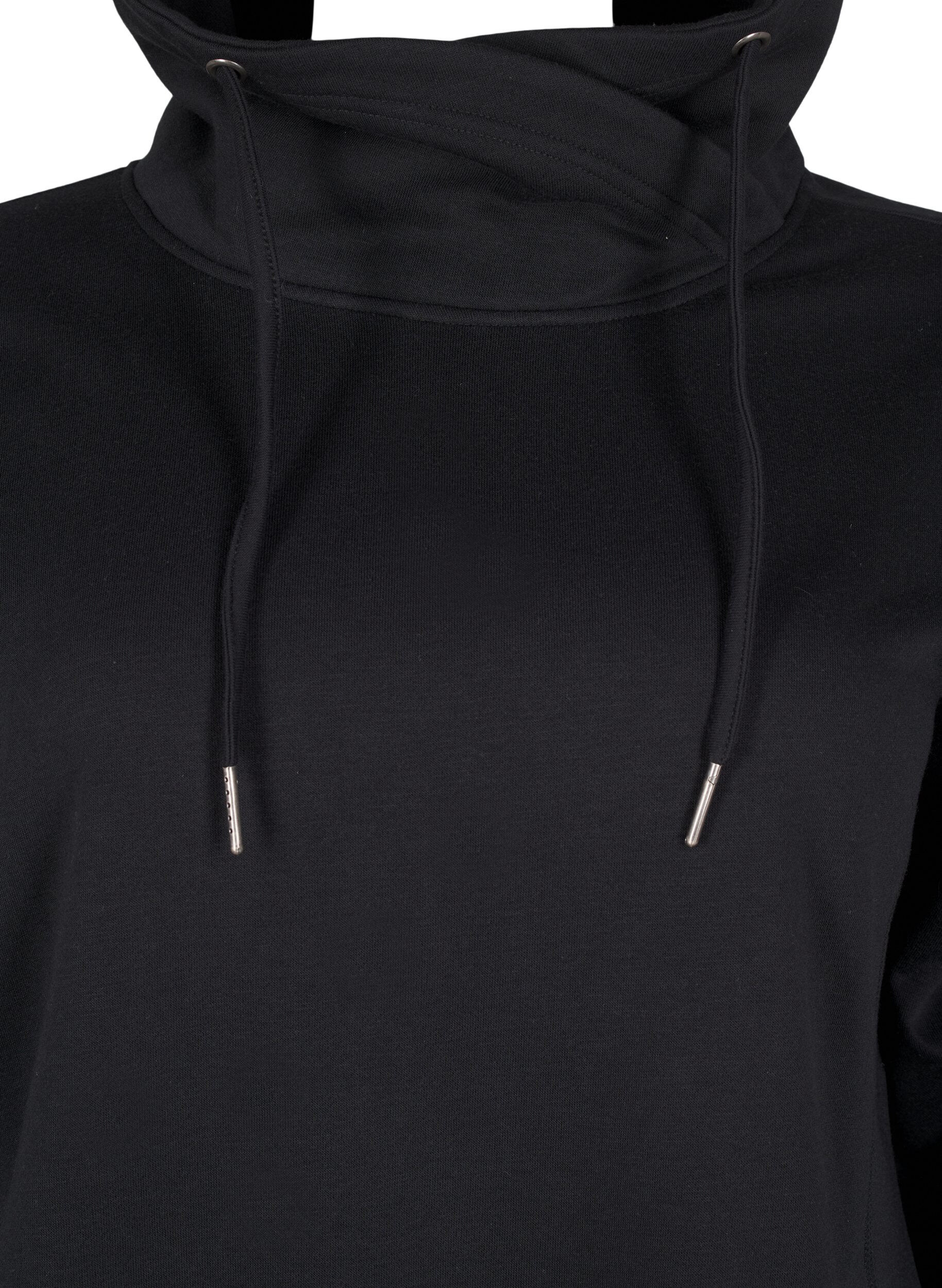 Zizzi FLASH - Sweatshirt med h&oslash;j krave, Black, Packshot image number 2