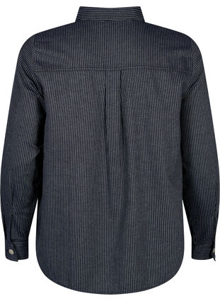 Nålestribet skjorte i bomuld, Dark Blue Stripe, Packshot image number 1