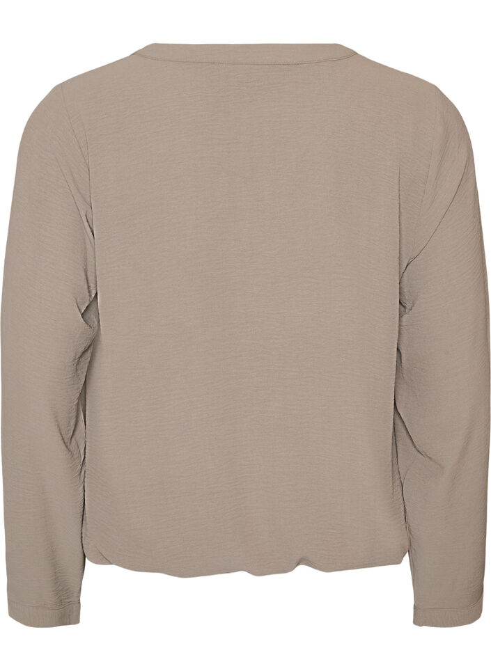 Bluse med ballonform og V-udsk&aelig;ring, Beige, Packshot image number 1