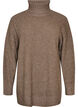 L&oslash;s strikbluse med rullekrave, Brun, Packshot image number 0