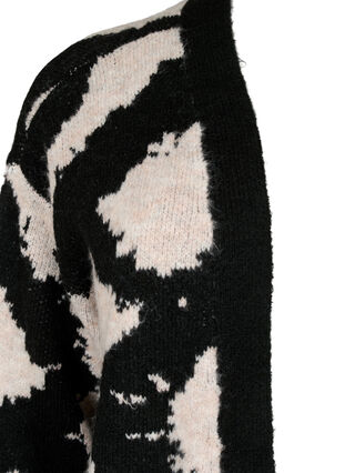 Mønstret strik cardigan, Black Comb, Packshot image number 2