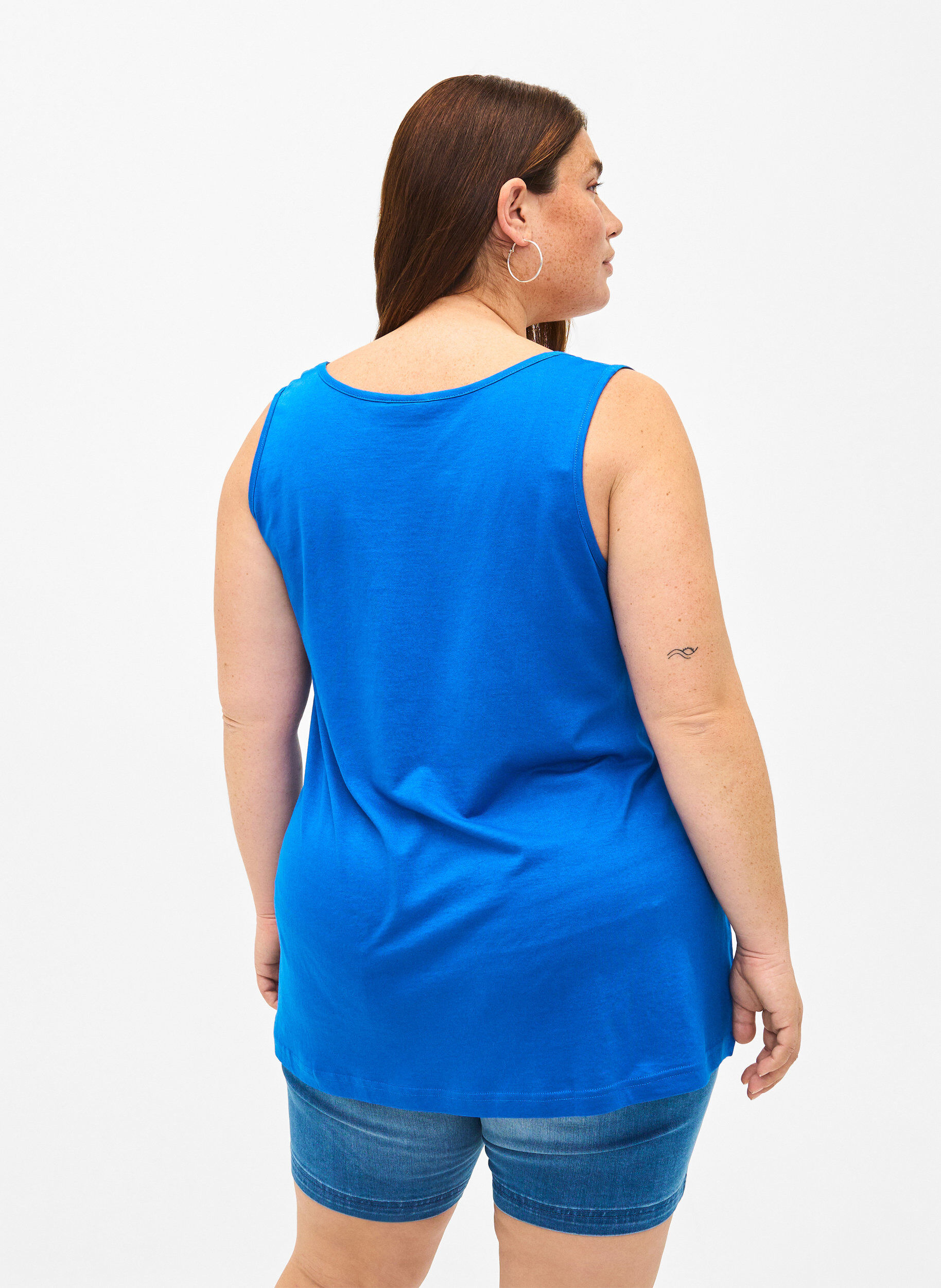 Zizzi Top med a-shape og rund hals, Victoria blue, Model image number 1