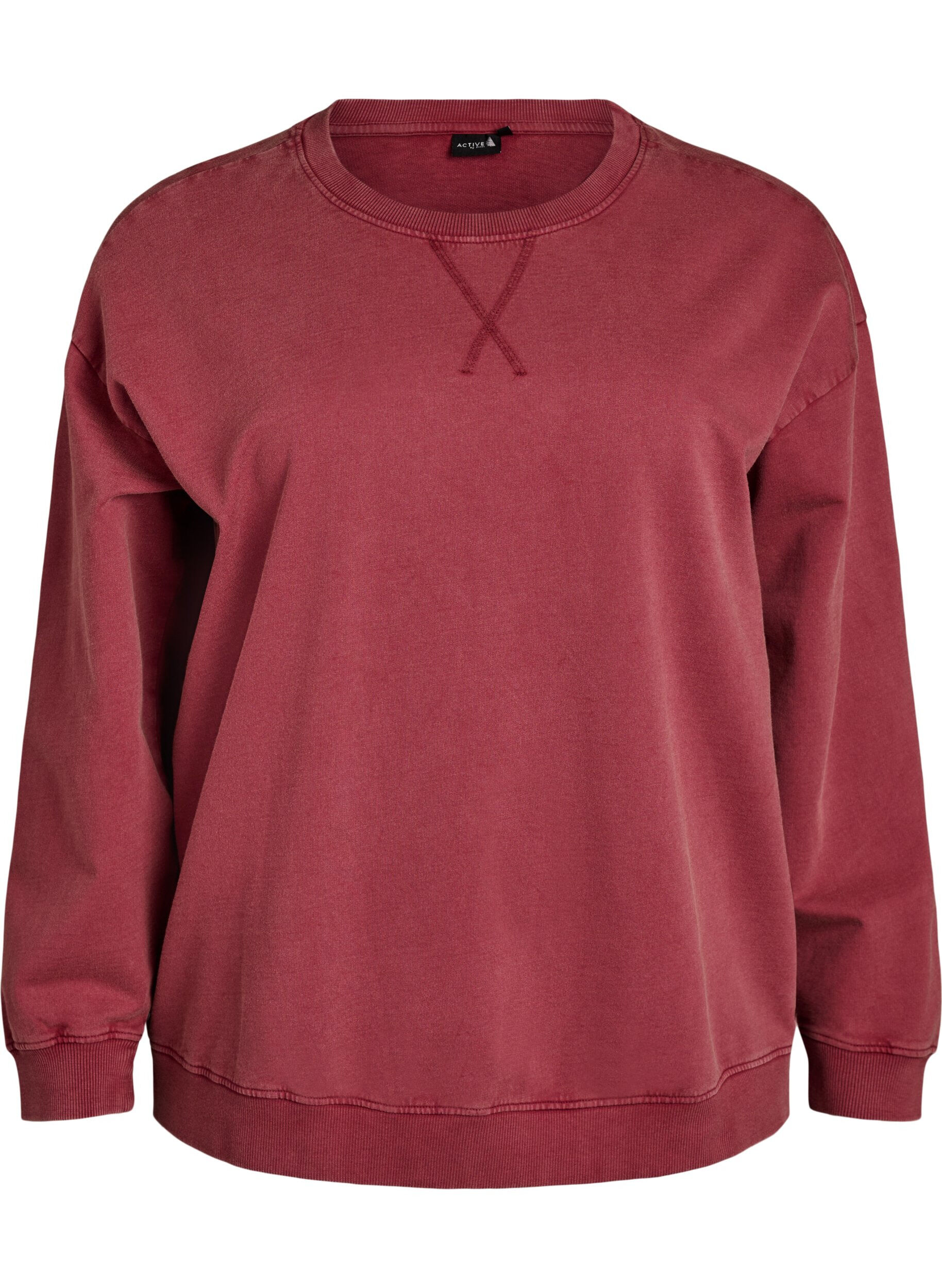 Zizzi L&oslash;s sweatshirt med washed look, R&oslash;d, Packshot image number 0
