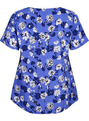 FLASH - Bluse med korte ærmer og print, Amparo Blue Flower, Packshot image number 1