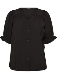 Skjortebluse med 1/2 &aelig;rmer, Sort