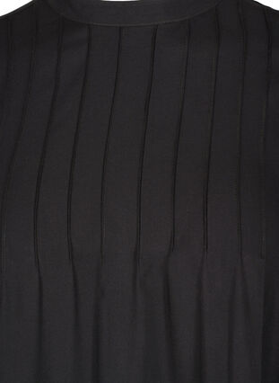 Ensfarvet viskose tunika med 3/4 ærmer, Black, Packshot image number 2