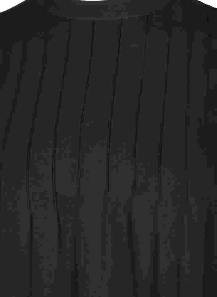Ensfarvet viskose tunika med 3/4 ærmer, Black, Packshot image number 2