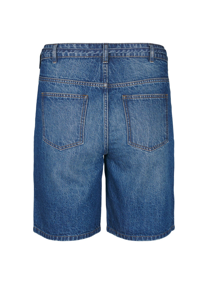 Straight fit denimshorts med bindeb&aring;nd, Bl&aring;, Packshot image number 1