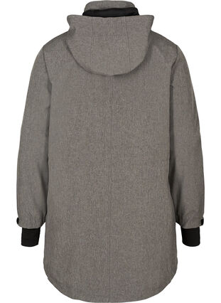 Softshell jakke med hætte og lommer, Medium Grey Melange, Packshot image number 1