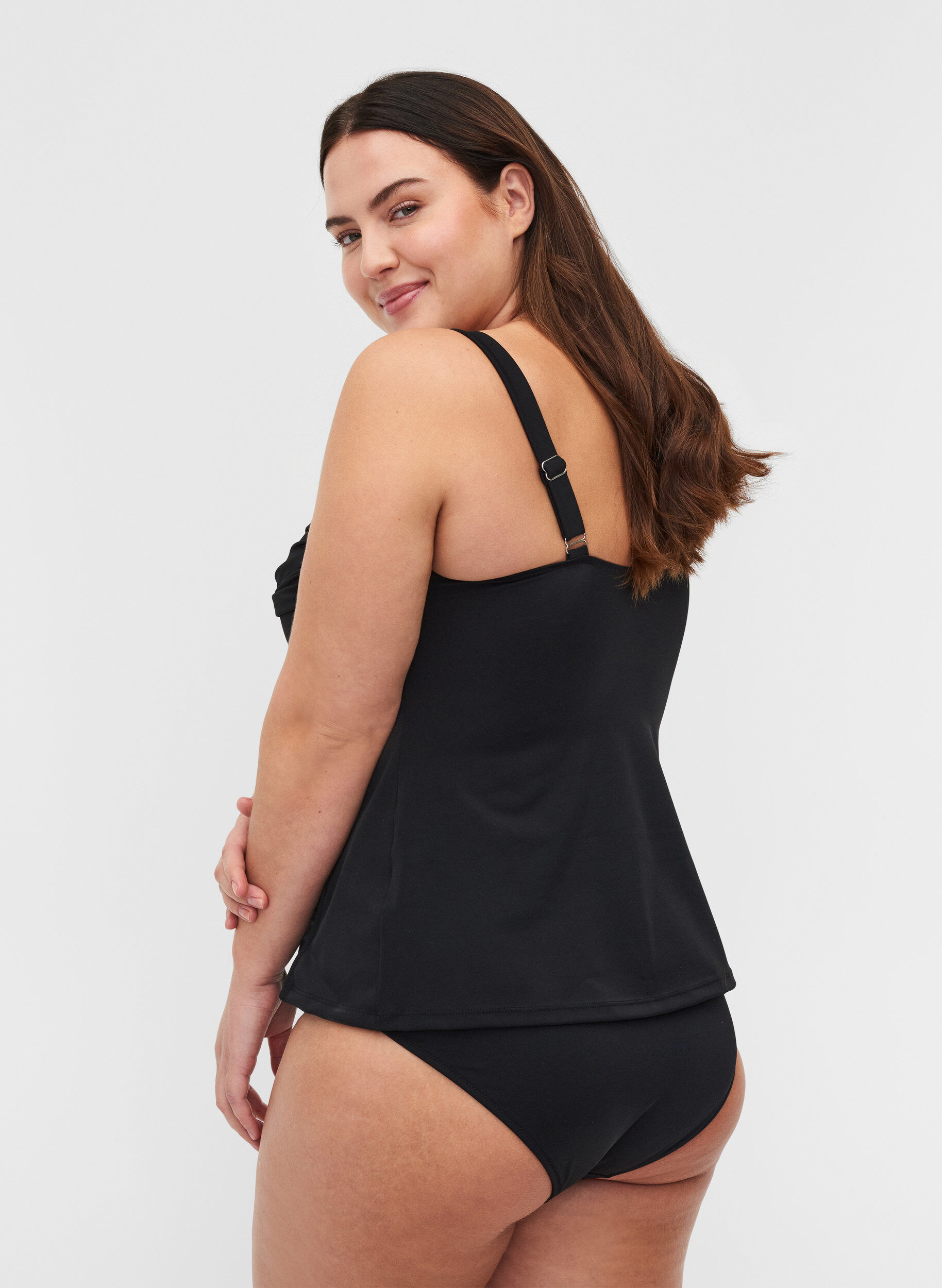 Zizzi Tankini med draperinger, Sort, Model image number 2