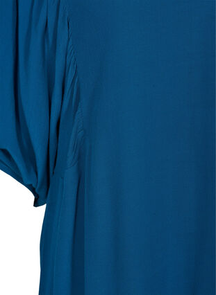 Viskose tunika med dekorative 3/4 ærmer, Moroccan Blue, Packshot image number 3