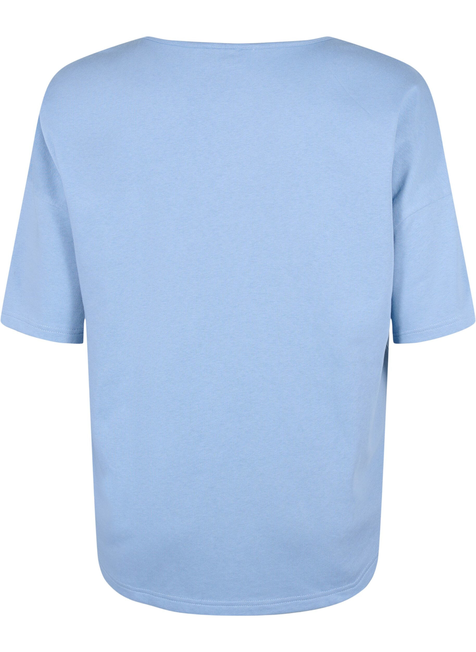 Zizzi Bluse med 1/2 &aelig;rmer, Faded Denim, Packshot image number 1