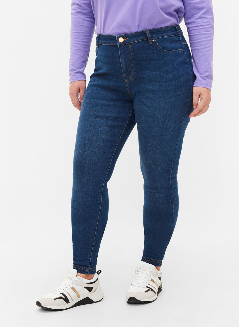 Jeggings i bomuldsblanding, Blue denim, Model image number 2