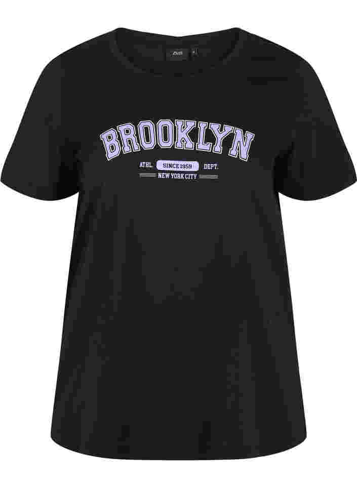 Bomulds t-shirt med tryk, Black Brooklyn