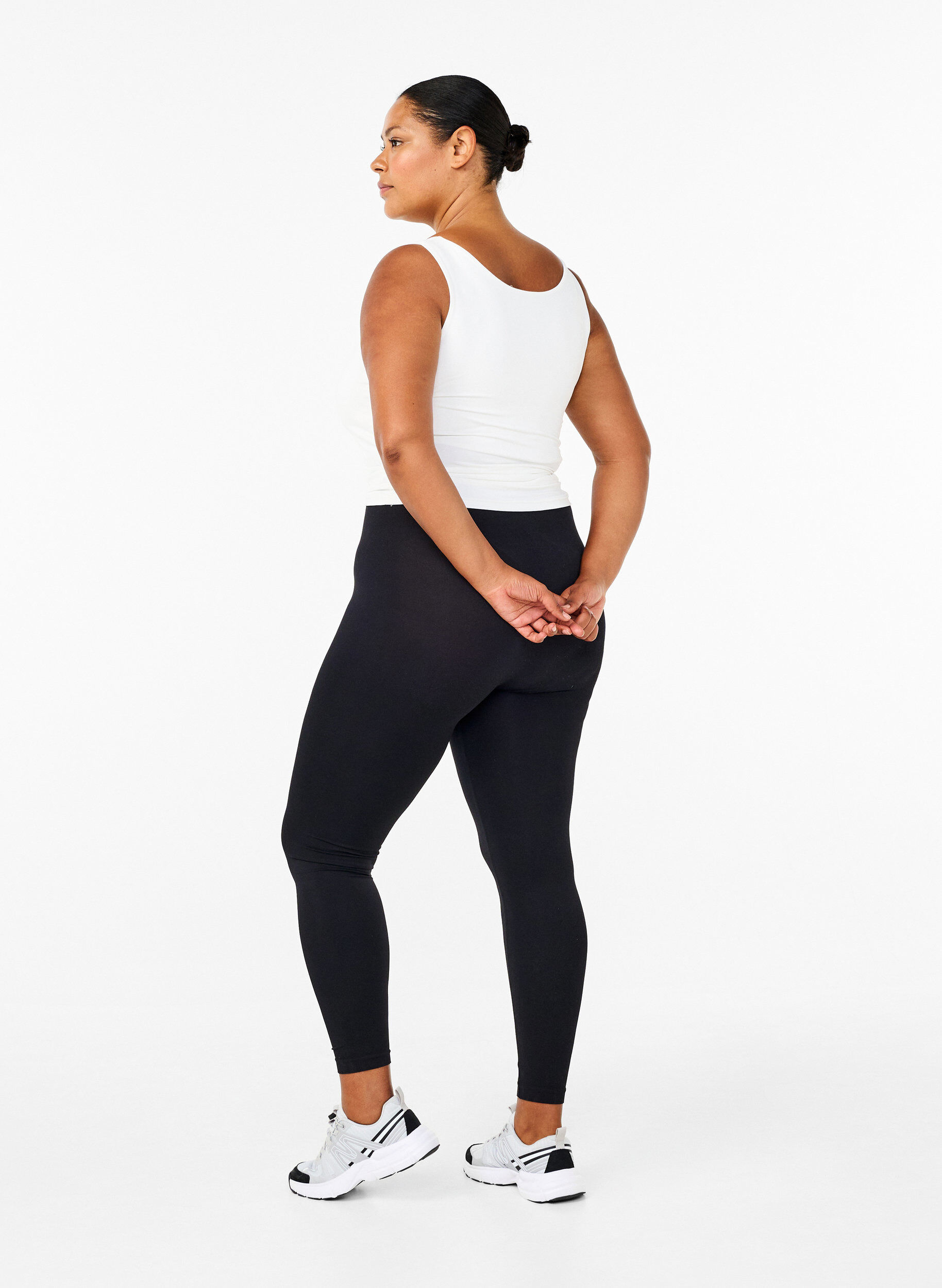 Zizzi Seamless basis leggings, Sort, Model image number 2