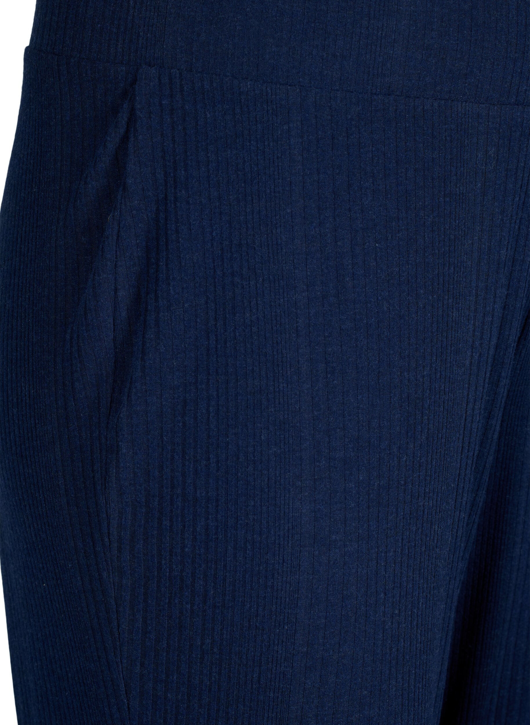 Zizzi Komfortable bukser med stribet tekstur, Night Sky Mel., Packshot image number 2