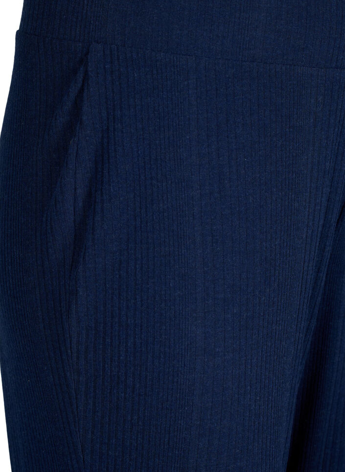 Komfortable bukser med stribet tekstur, Night Sky Mel., Packshot image number 2