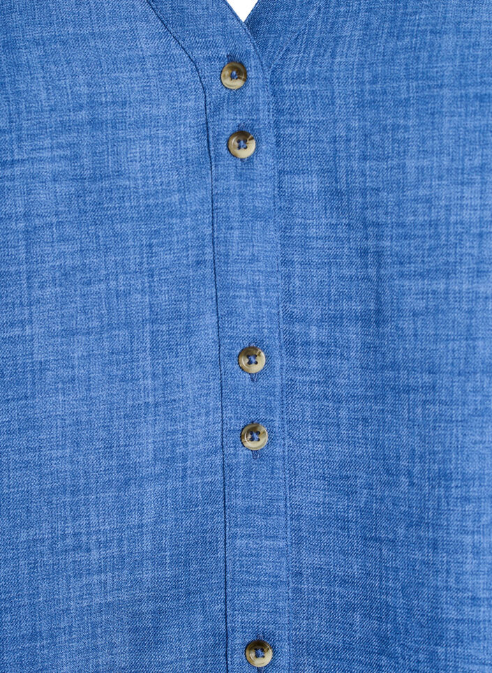 Skjortebluse med v-hals og korte &aelig;rmer, Bl&aring;, Packshot image number 2