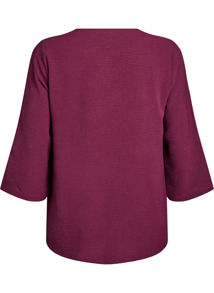 Bluse med 3/4 &aelig;rmer, M&oslash;rk Bordeaux, Packshot image number 1