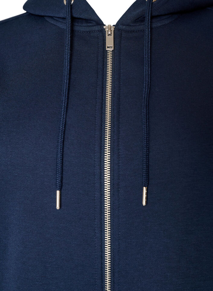 Lang h&aelig;ttetr&oslash;je med lynl&aring;s og lommer, Bl&aring;, Packshot image number 2