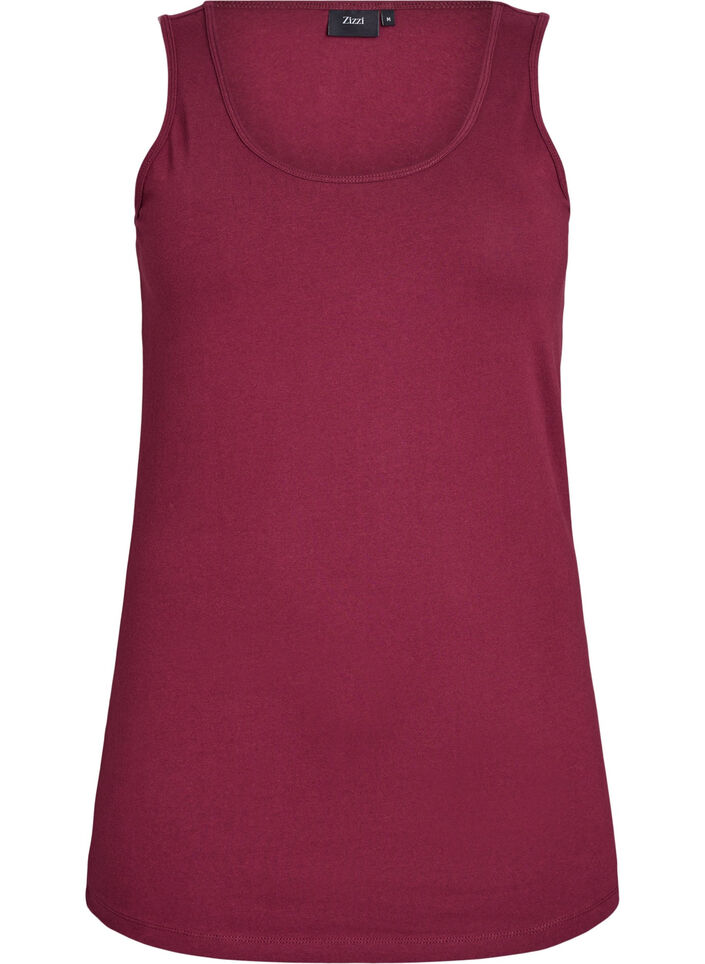 Ensfarvet basis top i bomuld, M&oslash;rk Bordeaux, Packshot image number 0