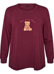Natbluse med print, R&oslash;d