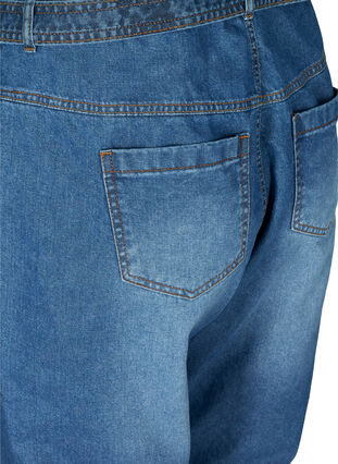 Højtaljede jeans med bælte, Blue denim, Packshot image number 3