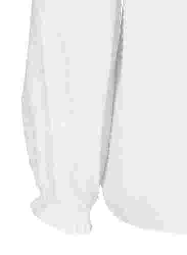 Langærmet bluse med smock- og flæsedetaljer, Bright White, Packshot image number 3