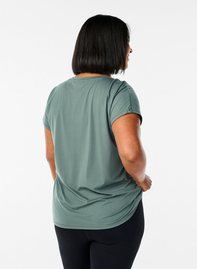 L&oslash;s tr&aelig;nings t-shirt med v-hals, Gr&oslash;n, Model image number 2