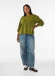 Strikbluse med knapdetalje, Gr&oslash;n, Model image number 1
