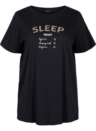 Oversize nat t-shirt i økologisk bomuld, Black Sleep, Packshot image number 0