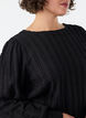 Jerseybluse med struktur og ballonform, Sort, Model image number 3