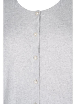 Kort meleret strikcardigan med perleknapper, Light Grey Melange, Packshot image number 2