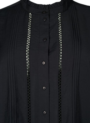 Skjortebluse i viskose med flæsekrave, Black, Packshot image number 2