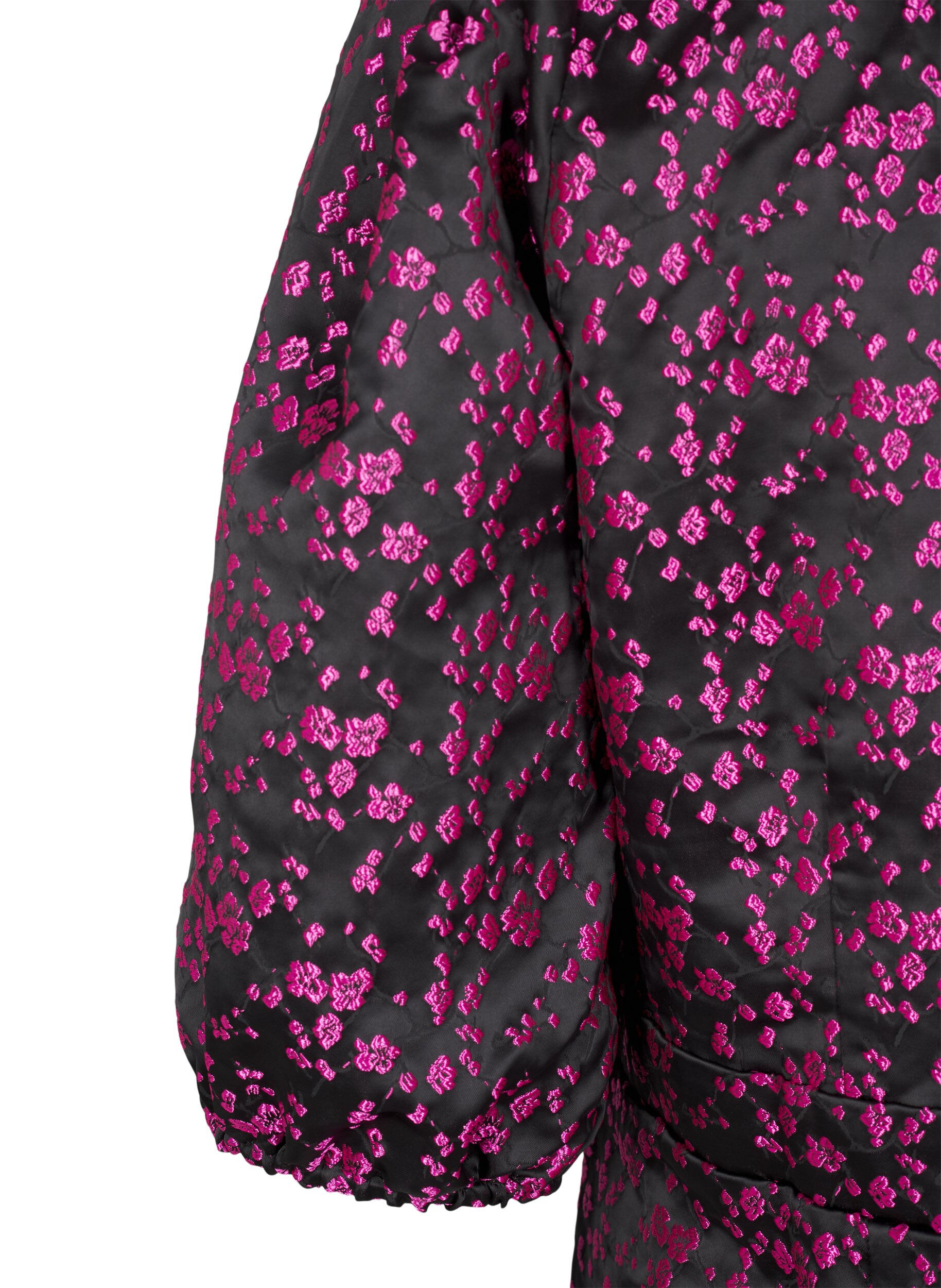 Zizzi Kn&aelig;lang kjole med broderede blomster, Black Pink Flower, Packshot image number 3