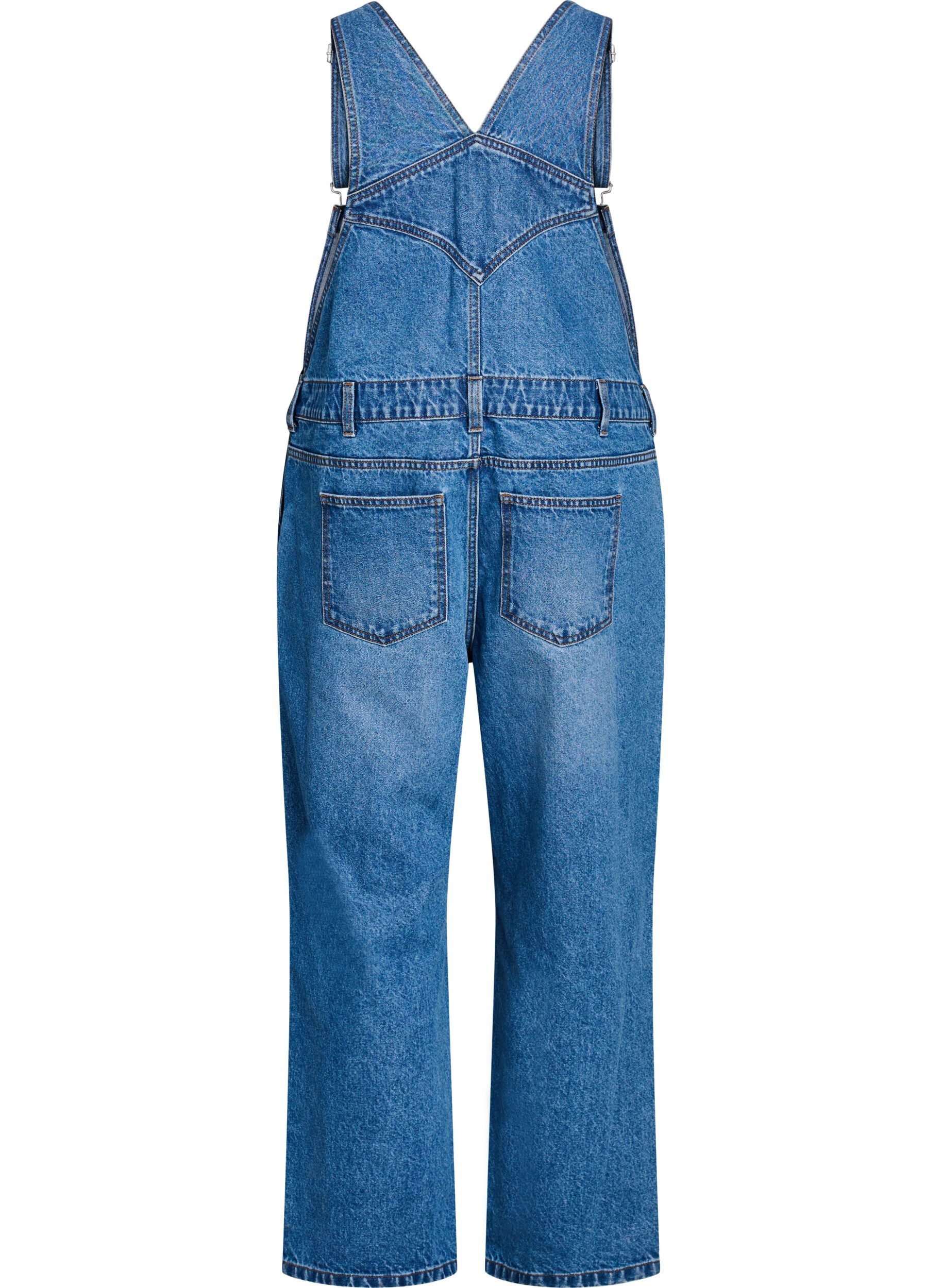 Zizzi Denim-overalls med brede ben, Bl&aring;, Packshot image number 1