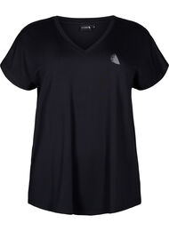 Løs trænings t-shirt med v-hals, Black
