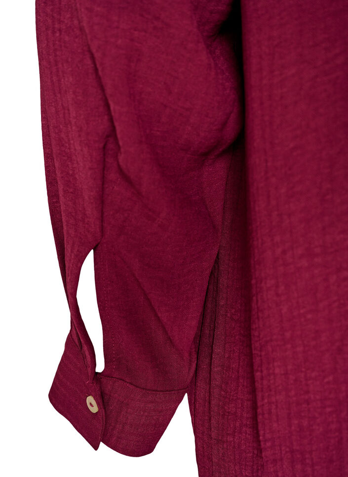 Lang skjorte med let tekstur, R&oslash;d, Packshot image number 3