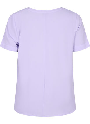 Kortærmet bluse med v-udskæring, Lavender, Packshot image number 1