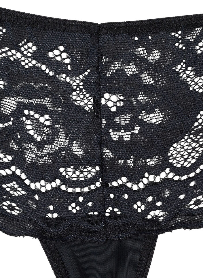 3-pak g-streng med blondekant, Sort, Packshot image number 3