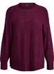 Strikbluse med V-formet ribm&oslash;nster og slidser, Lilla, Packshot image number 0