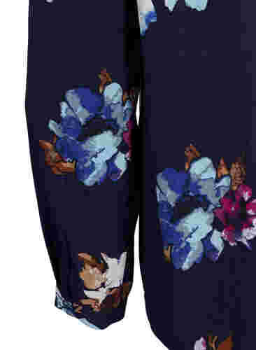 FLASH - Langærmet bluse med print, Big Blue Flower, Packshot image number 3