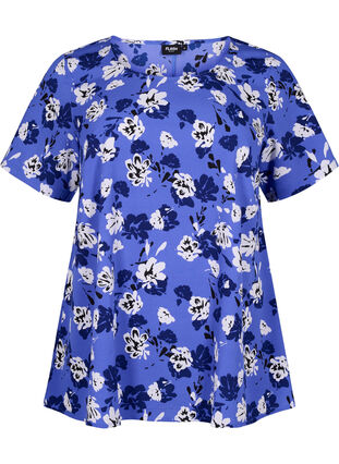 FLASH - Bluse med korte ærmer og print, Amparo Blue Flower, Packshot image number 0