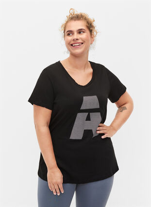 Trænings t-shirt med print, Black w. stripe A, Model image number 0