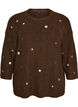 Strikbluse med sm&aring; broderede motiver, Brun, Packshot image number 0