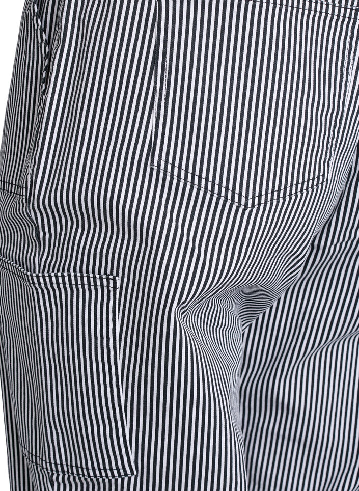 Stribede cargojeans med høj talje, Sort, Packshot image number 3