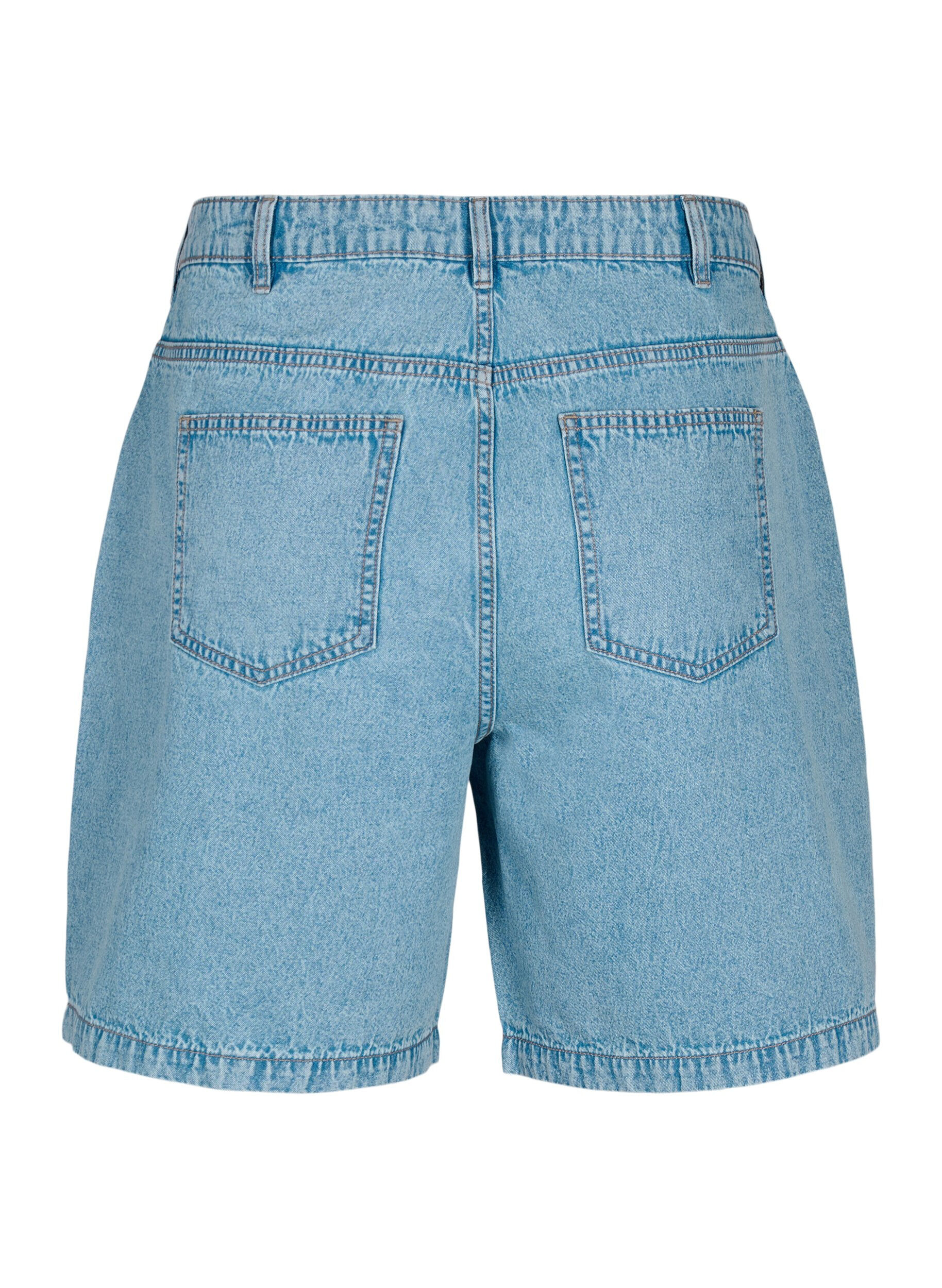 Zizzi Denim shorts med h&oslash;j talje, Light Blue Denim, Packshot image number 1